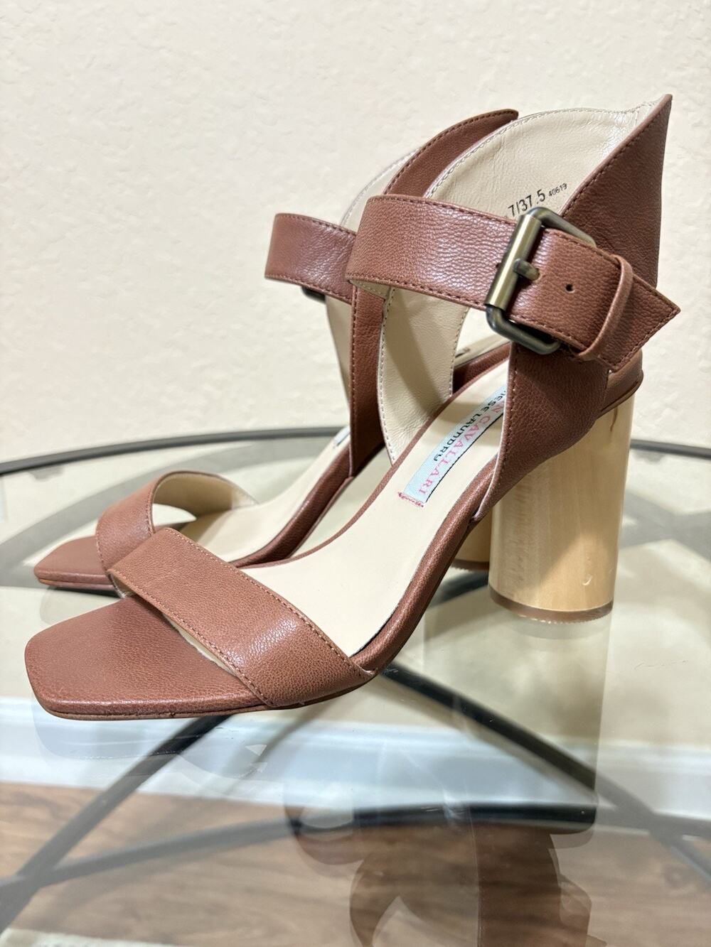 Kristin Cavallari Chinese Laundry Scrappy 3.5 Round Wood Heel Dress Sandal Sz 7